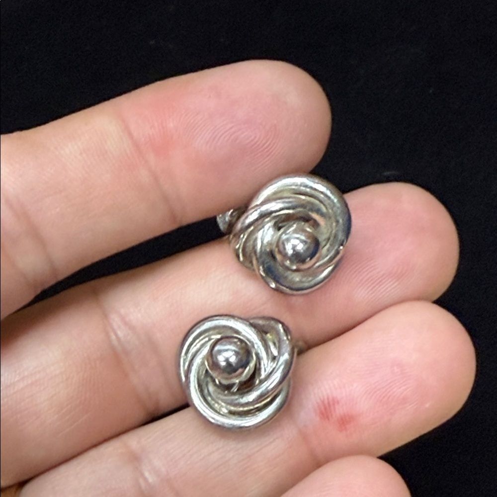 Vintage Triad Elegant Silver Knot Earrings